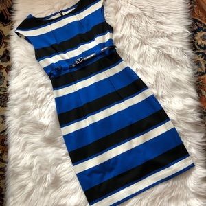 Calvin Klein Striped Blue/White/Black Dress Sz 4